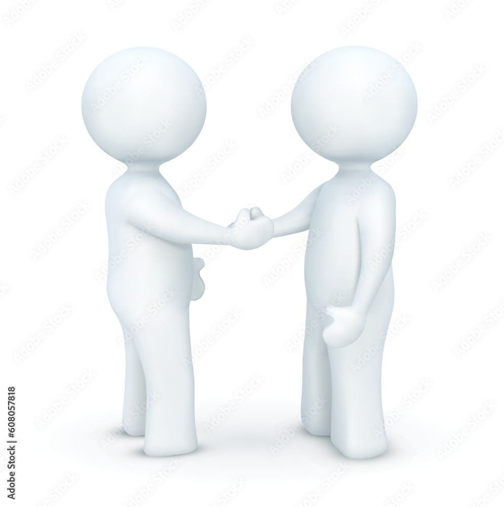 illustration of 3d character hand shaking on an isolated white background illustration of 3d character hand shaking on an isolated white background