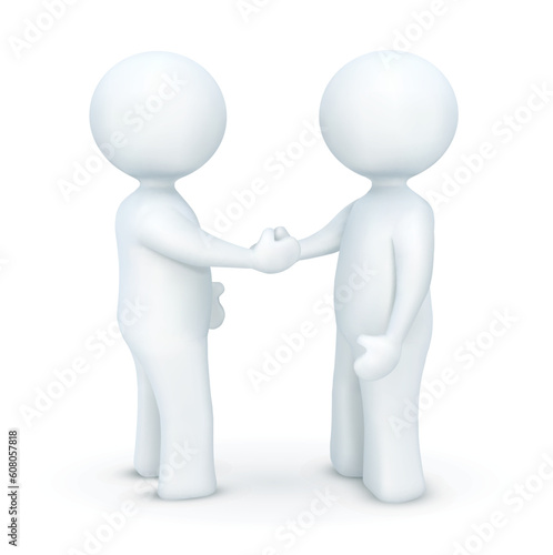 illustration of 3d character hand shaking on an isolated white background