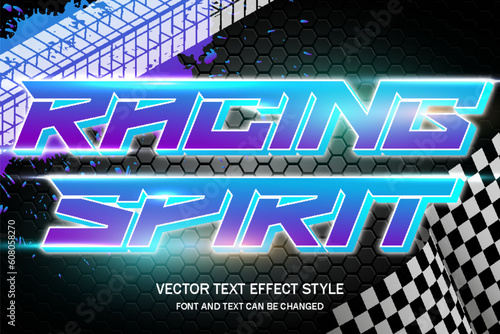 racing spirit glow neon light typography editable text effect font style template background design