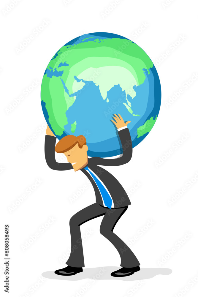 illustration of businessman with globe on white background illustration of businessman with globe on white background