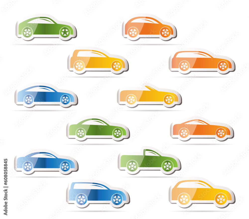 different types of cars icons - Vector icon set