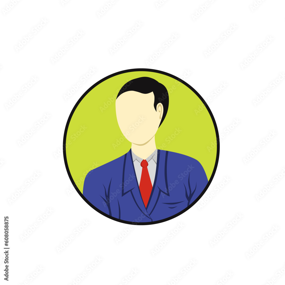 Vector illustration of half body face icon of male wearing suit and tie in round shape. Can be used for personal profile photo avatars, business, and other elements. Vector illustration of half body face icon of male wearing suit and tie in round shape. Can be used for personal profile photo avatars, business, and other elements.