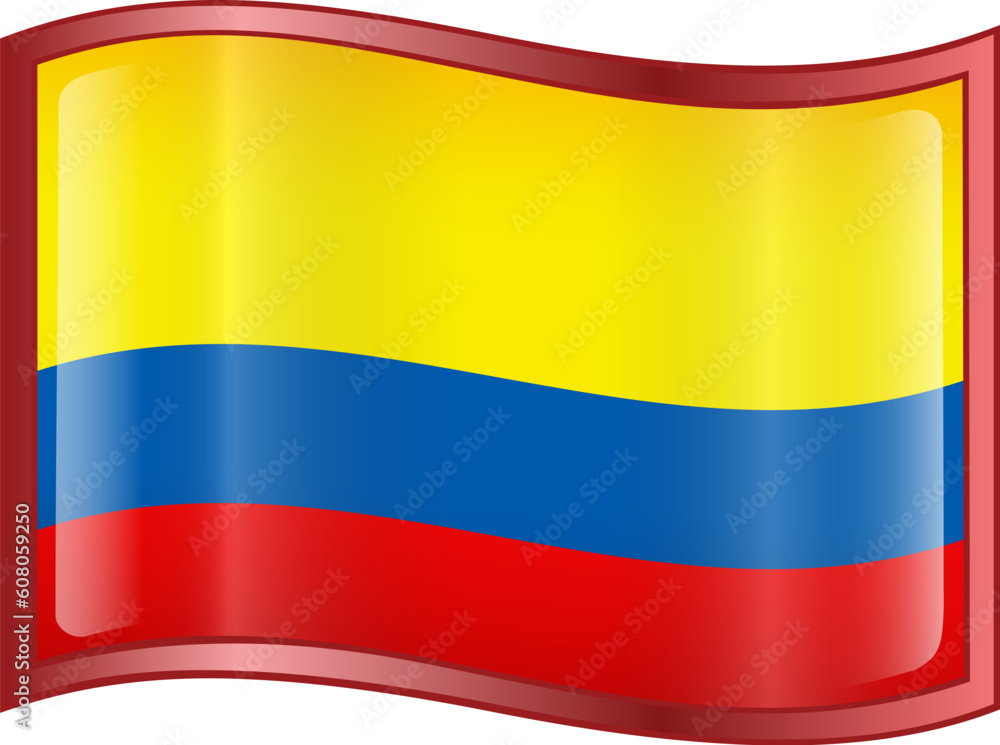 Obraz premium Colombia Flag Icon, isolated on white background.