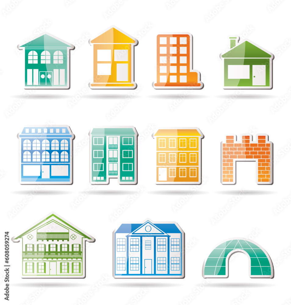 Fototapeta premium different kinds of houses and buildings - Vector Illustration