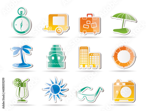Travel, Holiday and Trip Icons -  Vector Icon Set