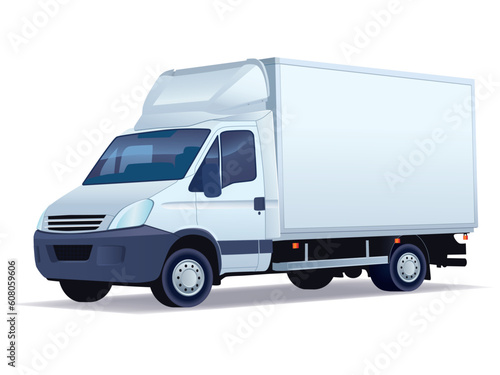 Commercial vehicle - delivery truck on a white background