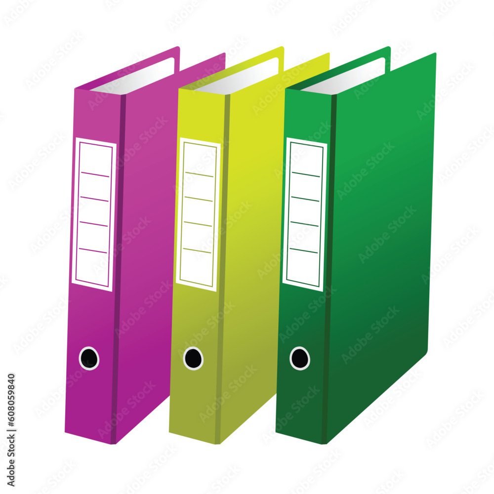 Vector illustration of three office folders are isolated on white background Vector illustration of three office folders are isolated on white background