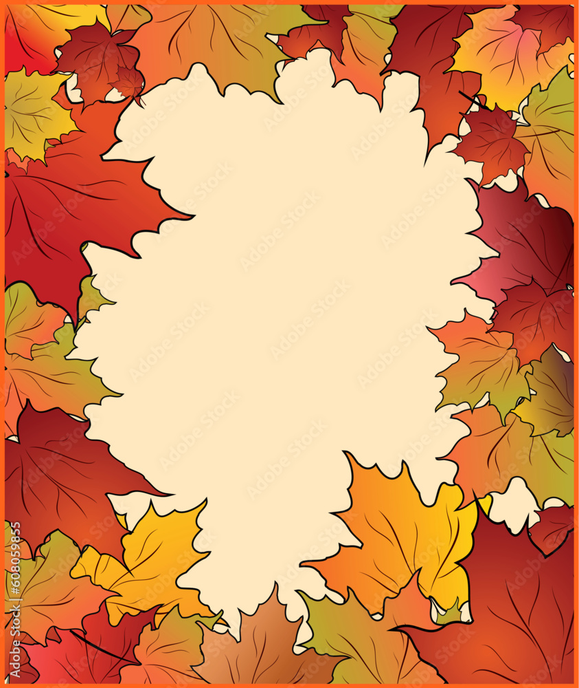 Fototapeta premium Autumn cute card with maple. Vector