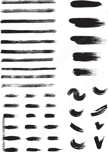 ブブラシストローク　筆で手描きのセット