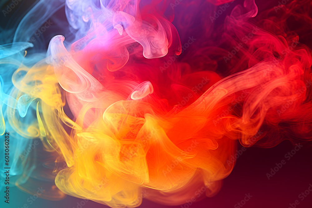 Background with a colorful smoke. Texture of pink, yellow and blue smoke. Generative AI Background with a colorful smoke. Texture of pink, yellow and blue smoke. Generative AI