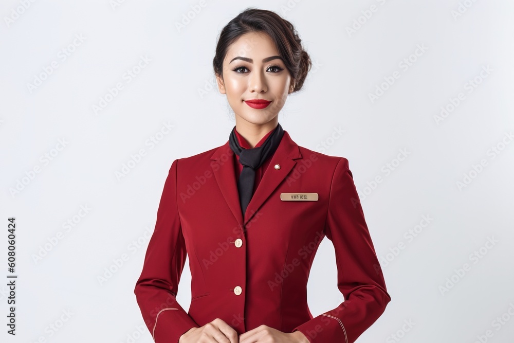Portrait stewardess smiling confident isolated on white AI Generative Portrait stewardess smiling confident isolated on white AI Generative
