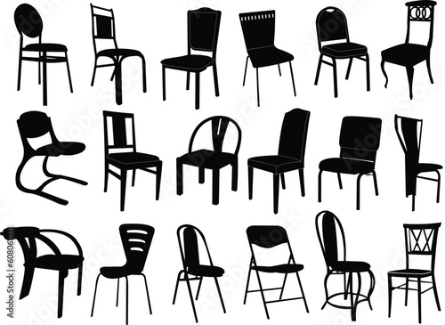 big collection of chairs silhouettes - vector
