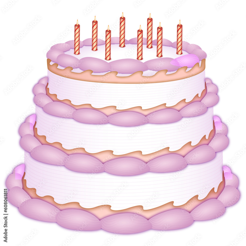 illustration of birthday cake on white background illustration of birthday cake on white background