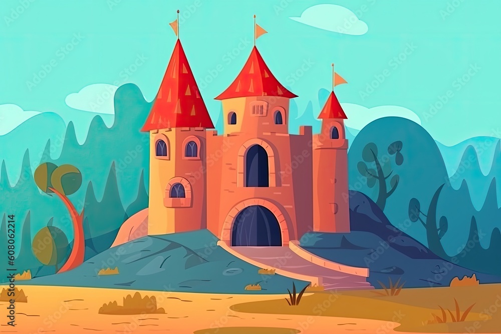 majestic castle standing alone in the midst of a vast and barren desert landscape Generative AI