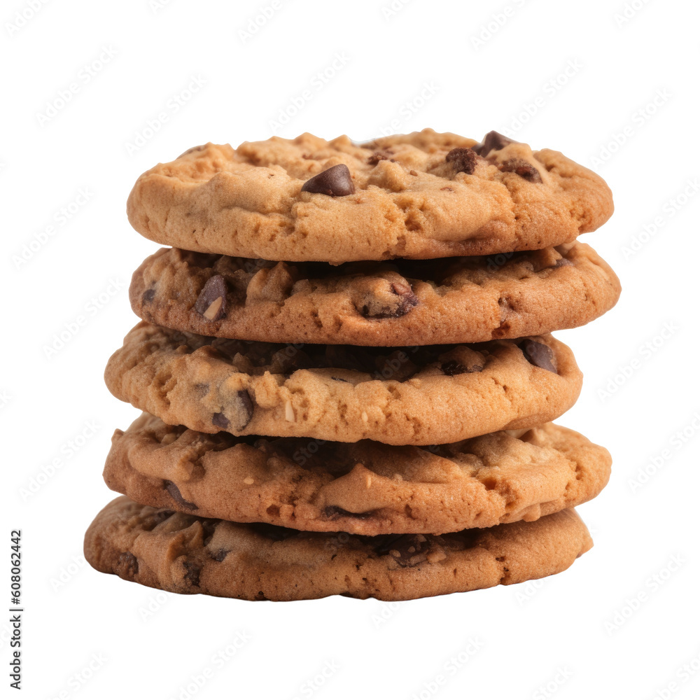 chocolate chip cookies isolated on a transparent background chocolate chip cookies isolated on a transparent background