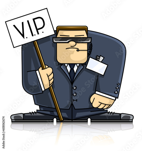 security man in suit and goggles vector illustration isolated on white background