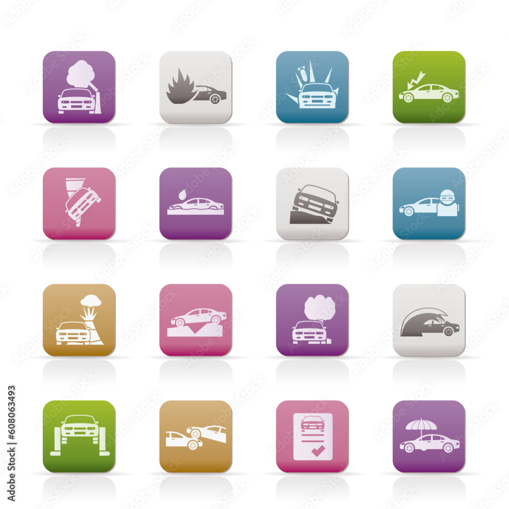 car and transportation insurance and risk icons - vector icon set car and transportation insurance and risk icons - vector icon set