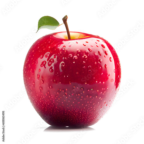 red apple On white background with clipping path. generative AI