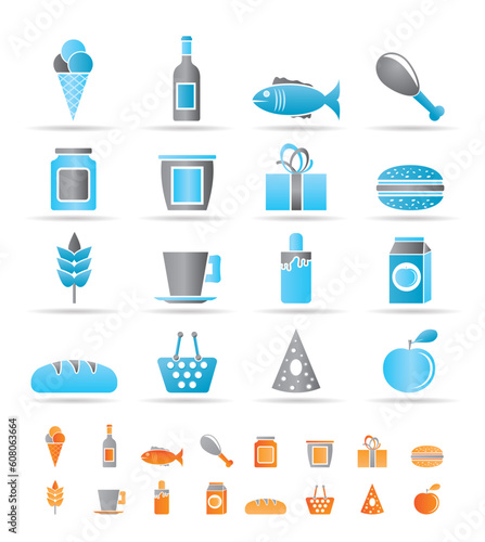 shop, food and drink icons - vector icon set