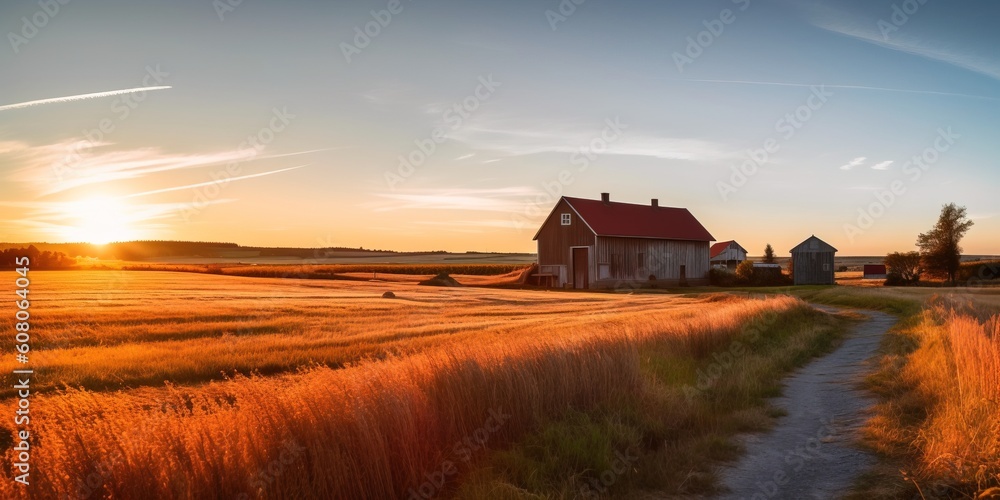 Portrait sunrise over the countryside AI Generative Portrait sunrise over the countryside AI Generative