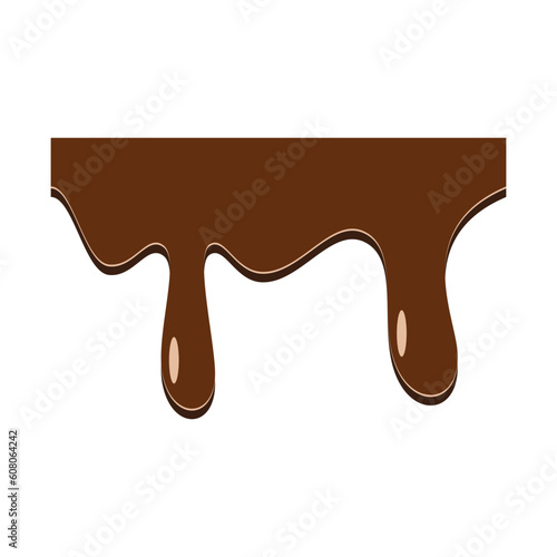 Seamless dripping chocolate border. Dripping chocolate border isolated on white background. Graphic design element for web page, menu, culinary recipe, scrapbooking, flyer, poster