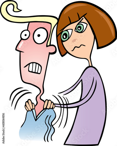 Illustration of Girl doing massage to her boyfriend