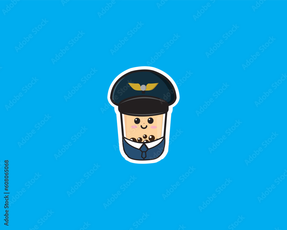 Boba Pilot Cute Icon Design