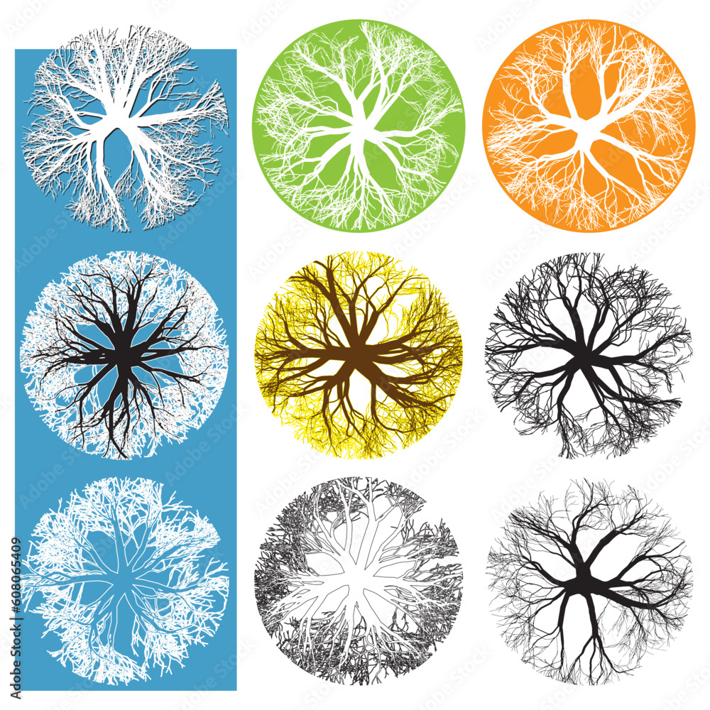 Samolepka A set of treetop symbols, for architectural or landscape design