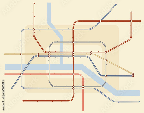 Editable vector illustration of a generic subway train map
