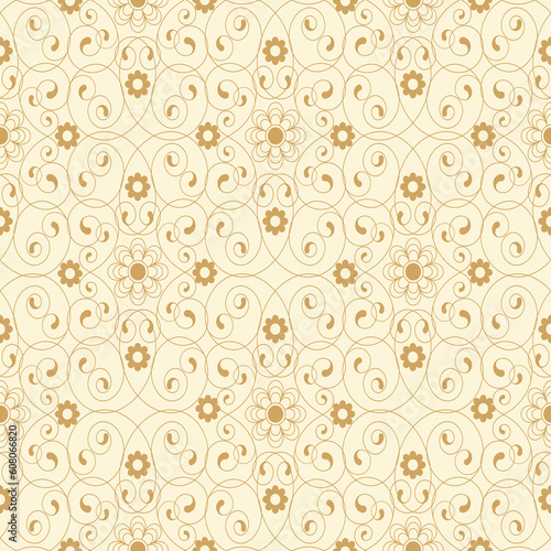 Seamless pattern from; beige flowers and leaves(can be repeated and scaled in any size)