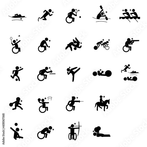 Para summer sports pictogram set, black, frameless, パラ サマースポーツピクトグラム セット,黒 ,フレームなし,PNG
