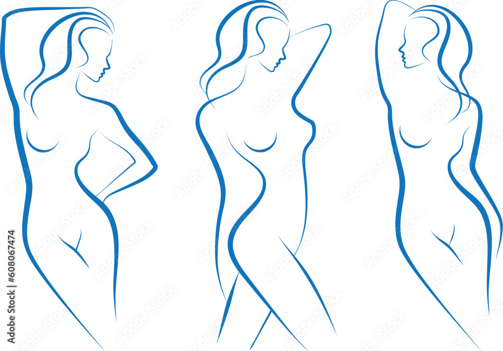 beautiful nude woman silhouettes, vector sketch beautiful nude woman silhouettes, vector sketch