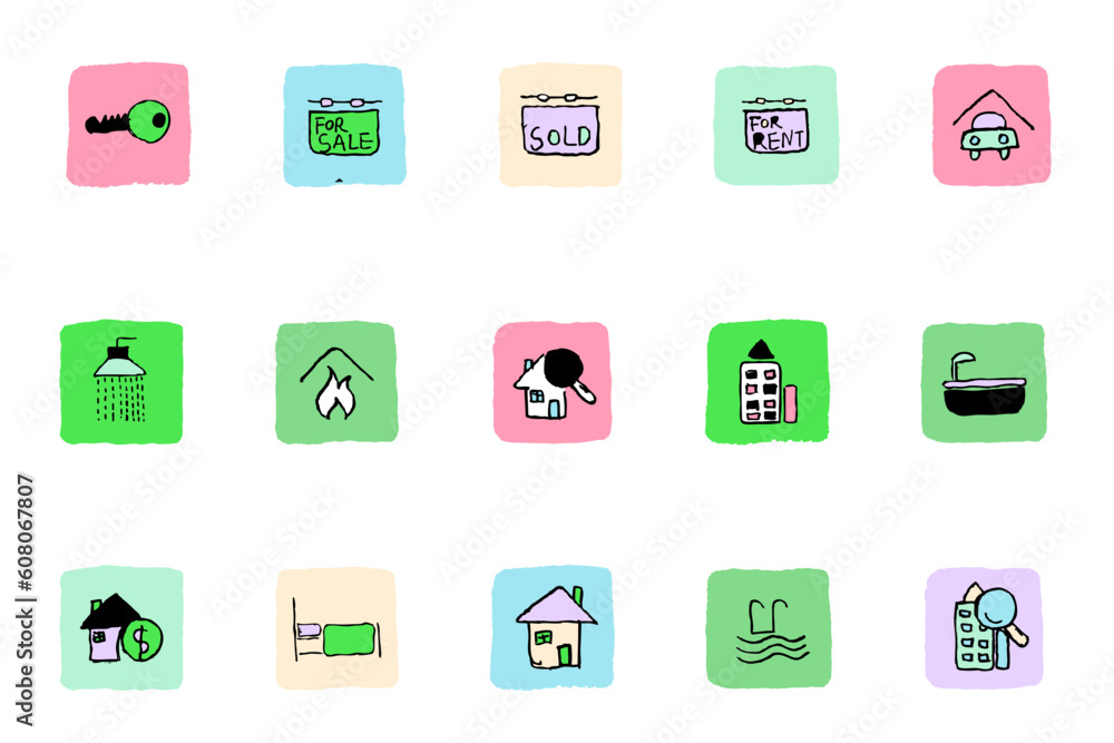 Real Estate icons Fresh color Real Estate icons Fresh color