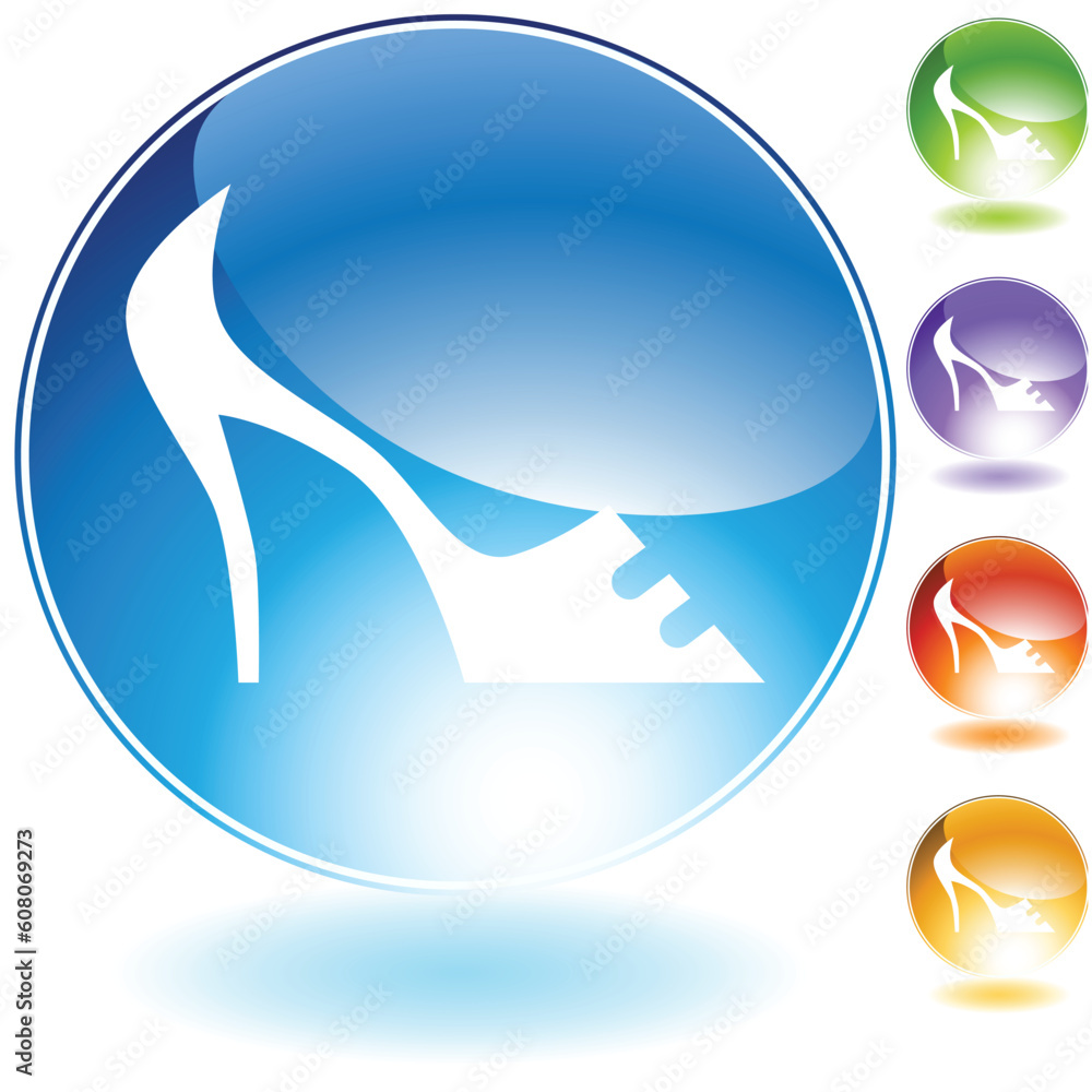 Thin heel shoe crystal icon isolated on a white background. Thin heel shoe crystal icon isolated on a white background.