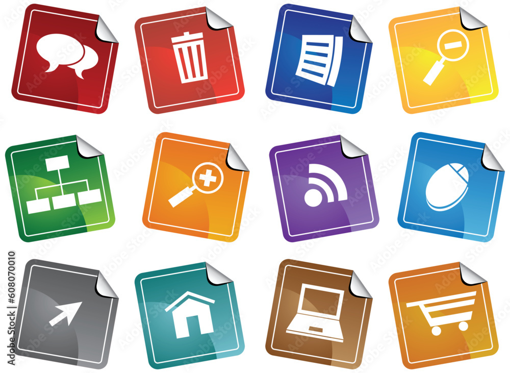 A set of 12 web icons. A set of 12 web icons.
