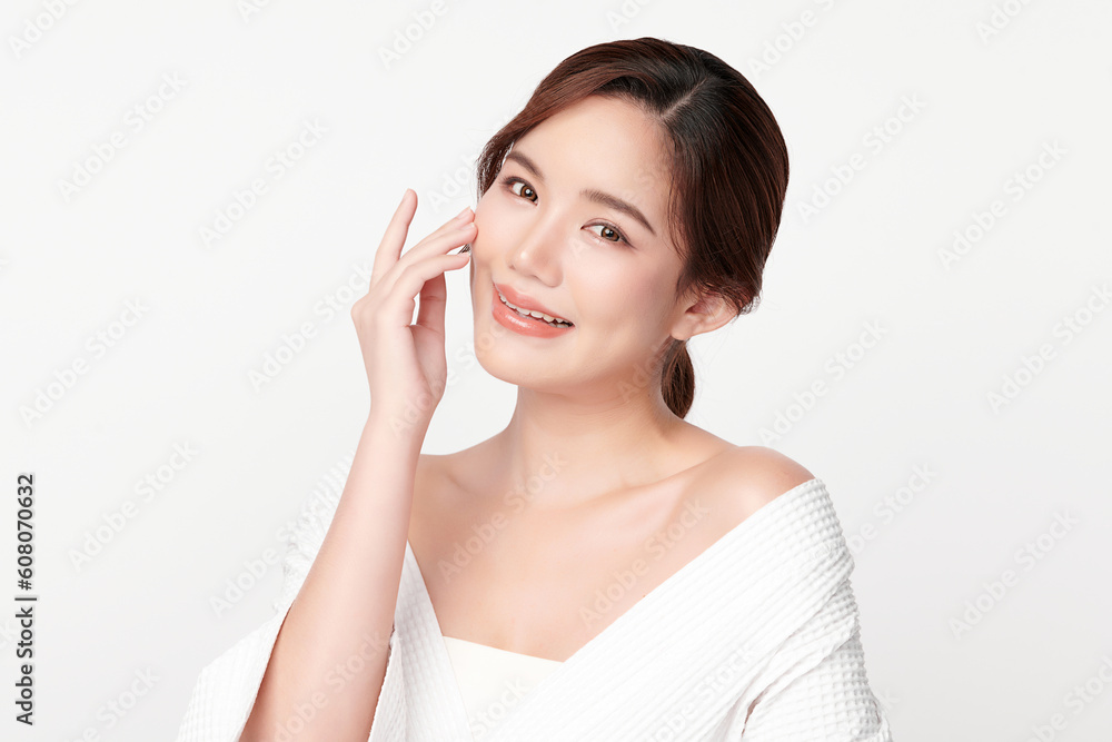 Beautiful young asian woman with clean fresh skin on white background, Face care, Facial treatment, Cosmetology, beauty and spa, Asian women portrait. Beautiful young asian woman with clean fresh skin on white background, Face care, Facial treatment, Cosmetology, beauty and spa, Asian women portrait.