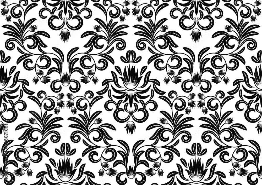 Seamless pattern from black and white leaves(can be repeated and scaled in any size) Seamless pattern from black and white leaves(can be repeated and scaled in any size)