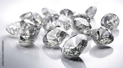 shiny diamonds isolated on white background. Generative AI