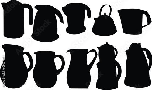 collection of carafe silhouette - vector