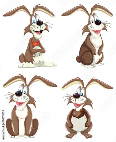 Set of rabbit cartoon in different pose