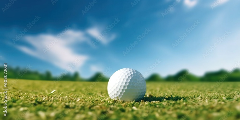 Portrait golf ball on the grass AI Generative Portrait golf ball on the grass AI Generative
