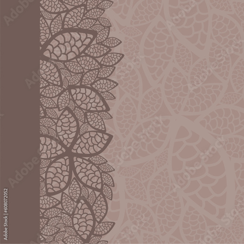 Leaf pattern border and background. This image is a vector illustration