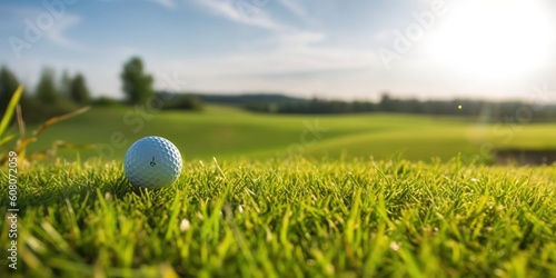 Portrait golf ball on the grass AI Generative