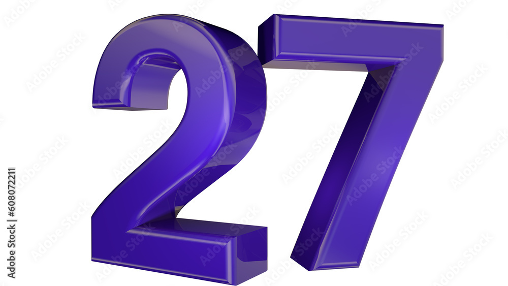 Purple 3d number 27