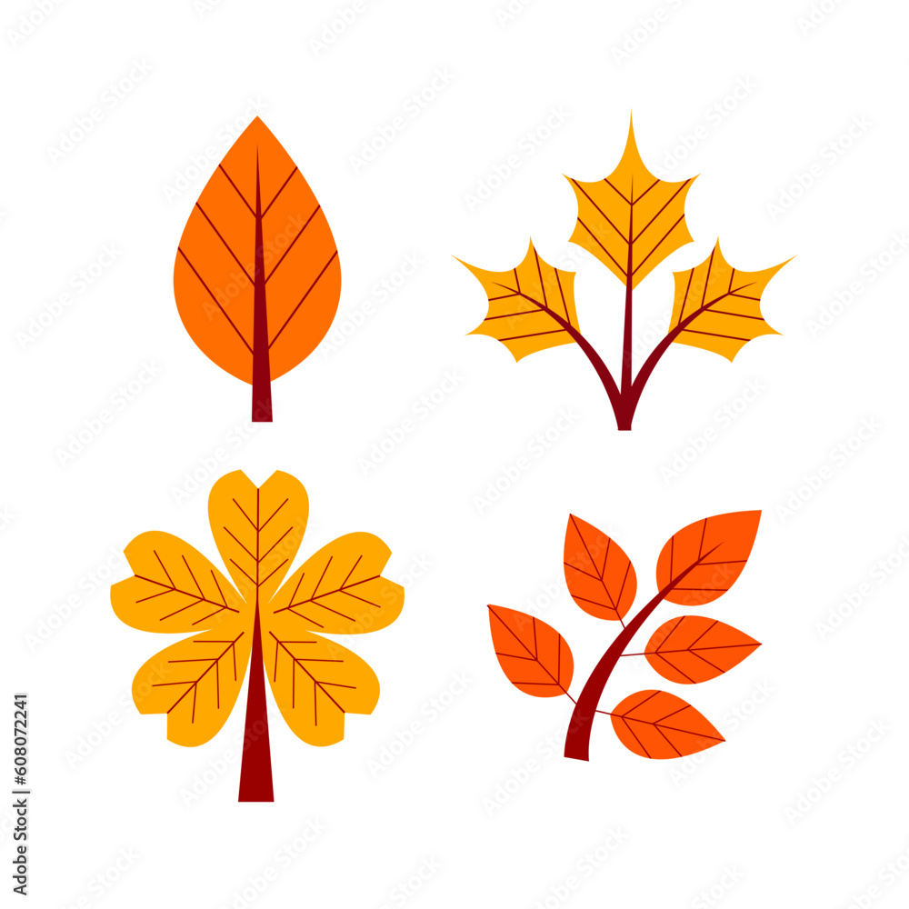 Autumn leaf or fall foliage icon. Falling poplar,  autumn leaves for decoration seasonal holiday greeting card design