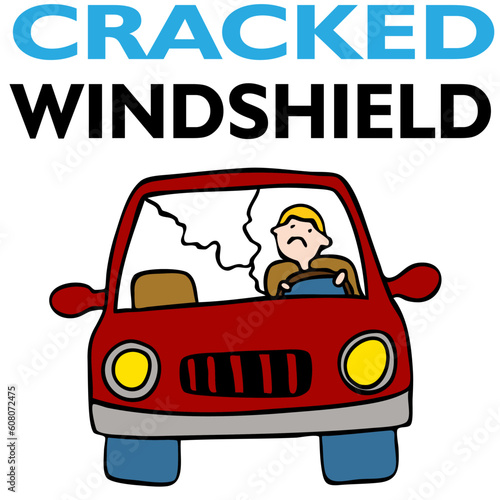An image of a cracked windshield.