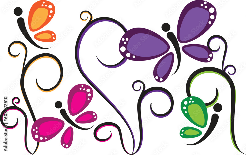 Four colorful pretty butterflies Four colorful pretty butterflies