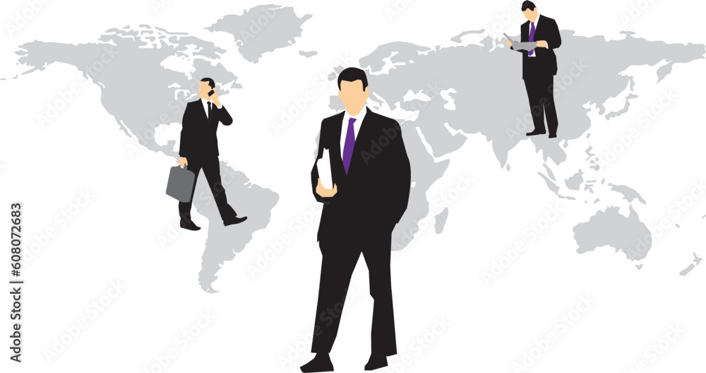 Fototapeta premium global business men connected on world map