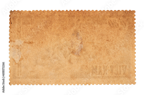 The reverse side of a postage stamp on transparent background.