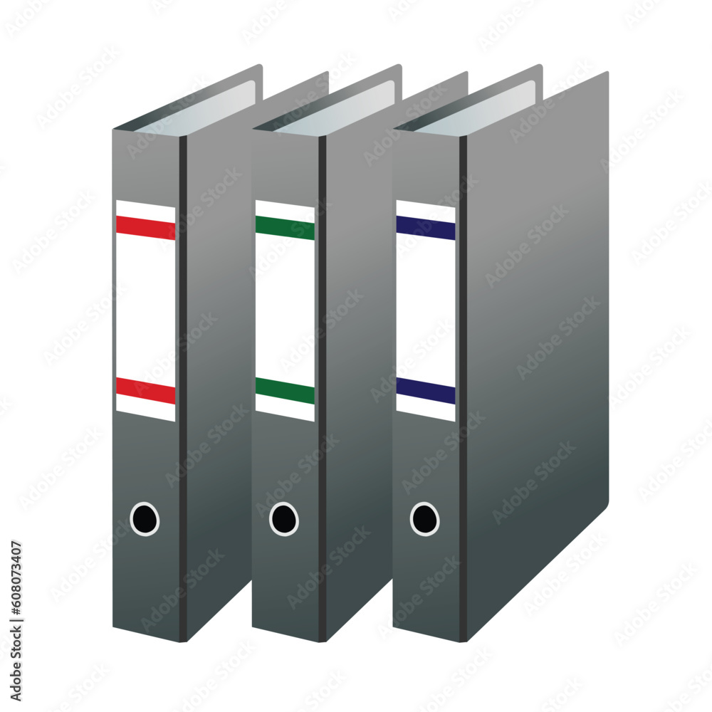 Vector illustration of three office folders are isolated on white background Vector illustration of three office folders are isolated on white background